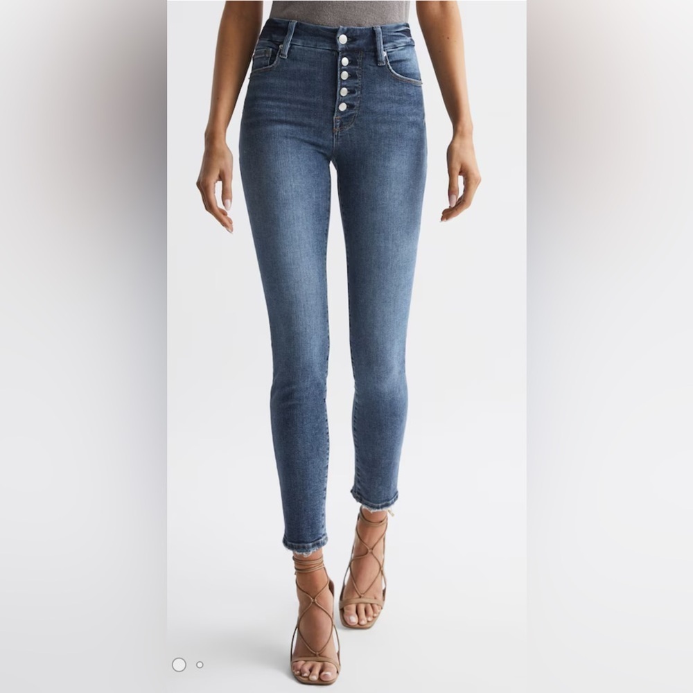 Good American Exposed Button Skinny Jeans Size 15 - Picture 11 of 13